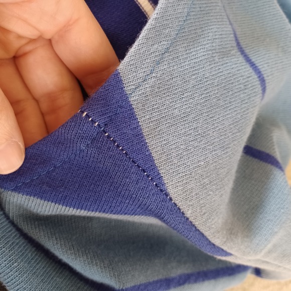 Vintage 1960s Mod Boat Neck Shift Dress Resort Nautical Blue Stripes Cap Sleeve - Picture 12 of 13